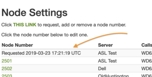 Pending node request screen shot
